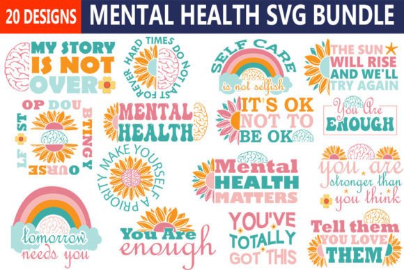 Mental Health Retro Svg Bundle: Graphics for Crafts