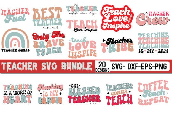 Teacher Retro Svg Bundle: Graphics and Crafts for Digital Sellers